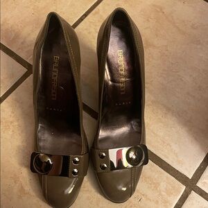 Taupe Heels with Buckle Detail